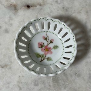 Andrea by Sadek Reticulated Trinket Dish with Cherry Blossom Design
